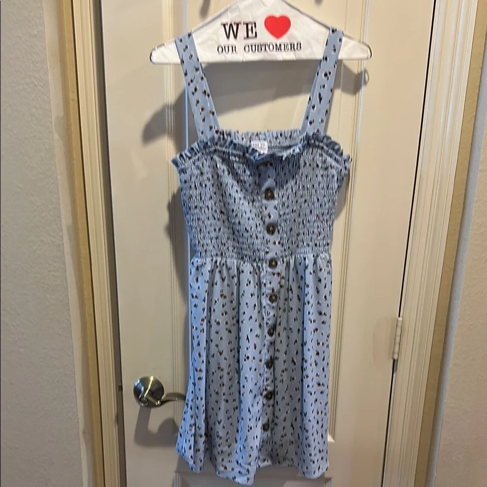 Sienna Sky Blue and Black Casual Kids Dress